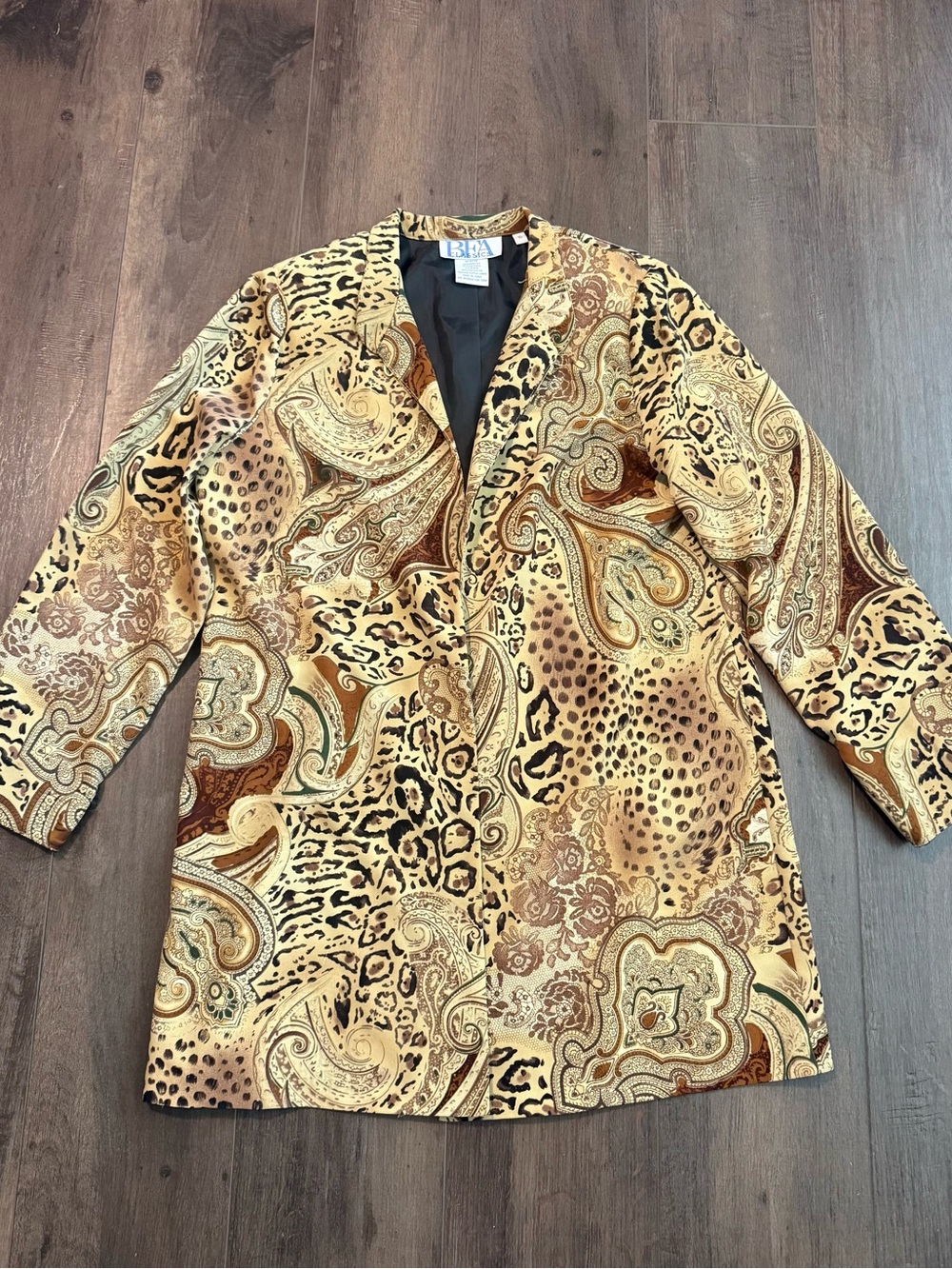 BFA Classics Women’s Size 16 Paisley Leopard Print Mid-Length Button Jacket